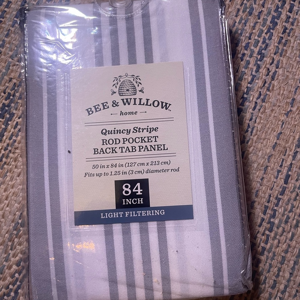 New Bee & Willow Home Pair of 84 Inch Quincy Stripe Rod Pocket Back Tab Curtains